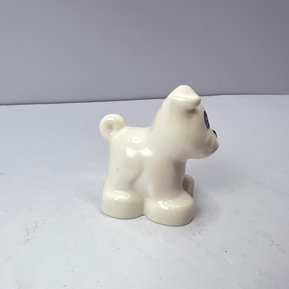 LEGO Duplo White Dog Puppy with Brown Eye Patch Kids One Size Animal Figure Toy - Picture 4 of 7